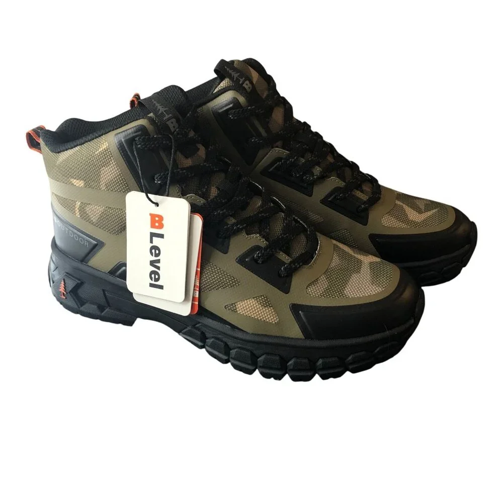 Bass Outdoor Mens Peak Seamless Hiker Mid Boots Camo Green Black US 13
